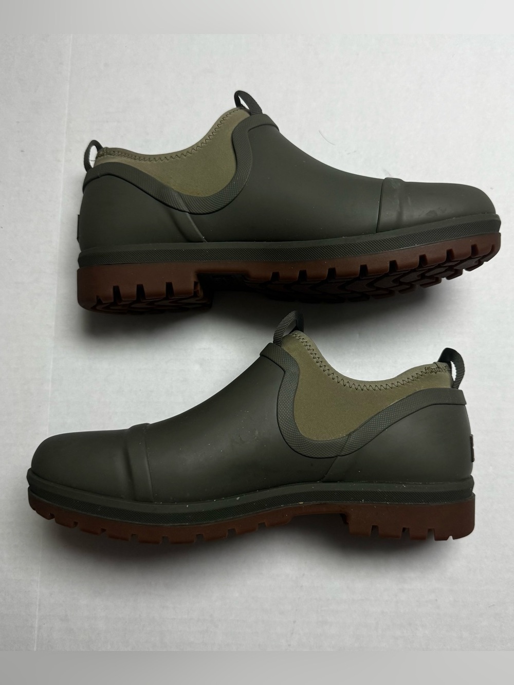 LL BEAN Rugged Wellie In Kelp Green/ Peat Moss Wellies Slip On Rain Shoes 10M